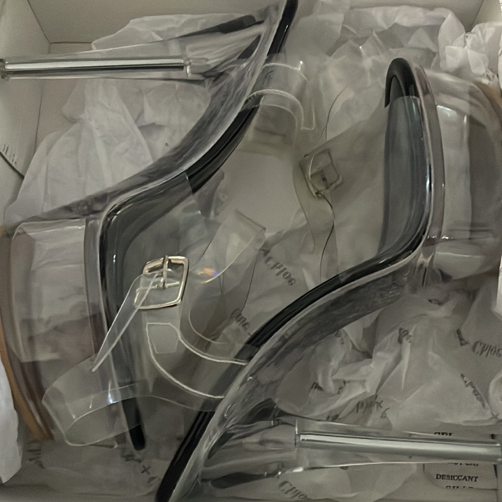 CHASE & CHLOE SERENITY-1 WOMEN'S CLEAR STILETTO HIGH HEEL PLATFORM pumps - Picture 8 of 12